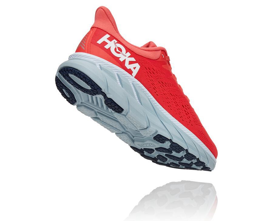 Hoka One One Clifton 7 Löparskor Dam - Röda/Vita - HEJPA-0129